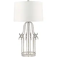 Gilded Nola Elstead Stella Tischleuchte E27 Gebeiztes Silber Creme
