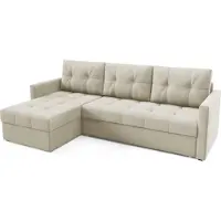Bettso Bequemes, gestepptes OLIVIA beige Universal-Ecksofa für das Wohnzimmer 2 Behälter + DL-Maschine