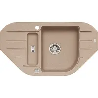Alveus GRANITAL Spüle NIAGARA 60 in BEIGE mit Pop-up-Siphon / Eckspüle / Granitspüle