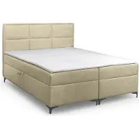 Bettso Boxspringbett mit 2x Bettkasten Gepolstert Doppelbett mit Matratze und Topper Polsterbett für das Schlafzimmer VADUZ 200x200cm Hellbeige