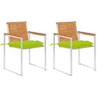 Syfax Gartenstühle mit Kissen 2 Stk. Massivholz Akazie und Stahl