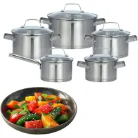 MPM Topf- und Pfannenset, Edelstahl, Induktion, Smile MGK-11M