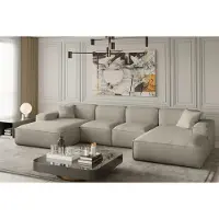 Fun-Möbel Wohnlandschaft U-Form CELES XS in Stoff Opera Velvet Beige