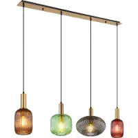 Globo Pendellampe Normy, Länge 115 cm, bunt, Glas, 4-flg.