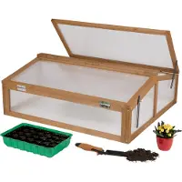 Needs&wants® Frühbeet Aufsatz klein aus Holz Bausatz, Frühbeetkasten mit Abdeckung Gewächshaus mit Deckel wetterfest für Garten Balkon Outdoor, braun