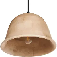 Beliani Hängelampe Hellbraun aus Holz Rundes Design Modern Boho Stil Hängeleuchte Pendelleuchte Esszimmerlampe Esstischlampe Wohnzimmerlampe