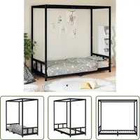 The Living Store Kinderbett Schwarz 90x200 cm Massivholz Kiefer