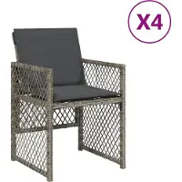 Syfax Gartenstühle mit Kissen 4 Stk. Grau Poly Rattan