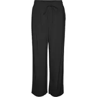 Vero Moda Schlupfhose "VMJESMILO HW WIDE PANTS WVN NOOS", Damen, Gr. L (40), N-Gr, schwarz, Web, Obermaterial: 55% Viskose, 45% Leinen, unifarben, normal normal, Hosen Schlupfhose, mit Seitentaschen