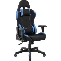 Dmora Gaming-Stühl Daren, Gaming-Sessel für Erwachsene, Schreibtischstuhl, 57x72h124/134 cm, Schwarz und Blau