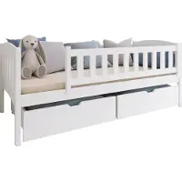 Mirjan 24 Kinderbett mit Stauraum Gucio 90, Bett mit zwei Bettschubladen, Lattenrost Flex, 208x96x75 cm (Farbe: Weiß)
