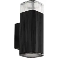 LINDBY Außenwandlampe Halvar, schwarz, 20 cm, 2 x GU10, IP65
