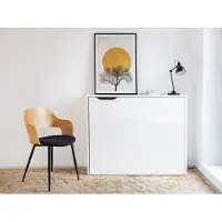 Mirjan 24 Schreibtisch Work Concept CW-01, Klappbarer Eckschreibtisch mit Rollen zum einfacheren Aufklappen ausgestattet, interne Regale (Farbe: Weiß / Weiß Hochglanz, Seite: Rechts)