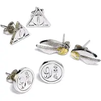 The Carat Shop Harry Potter Ohrringe 3er-Pack Schnatz/Heiligtümer/Plattform 9 3/4 (versilbert)