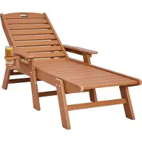 Vevor Sonnenliege, 181kg Tragkraft, HDPE Gartenliege, Strandliege mit 6-fach verstellbarer Rückenlehne, Armlehne, Getränkehalter, Balkonliege, Terrassenliege für Pool, Terrasse, Patio, Rasen, Braun