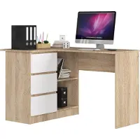 Akord Eck-Schreibtisch B16 links Sonoma-Eiche mit Front Weiß B124 x H77 x T85 cm