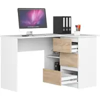 Akord Eck-Schreibtisch B16 rechts Weiß Front Sonoma-Eiche B124 x H77 x T85 cm