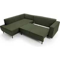 Selsey Ecksofa Rodario mit Schlaffunktion, Easy-Clean-Veloursbezug in OlivgrŸn, linksseitig