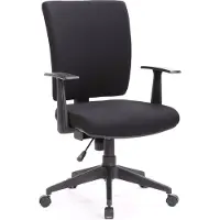 Dmora Bürostuhl Palmerston, Chefsessel mit Armlehnen, Ergonomischer Bürositz, 61x65h98/108 cm, Schwarz