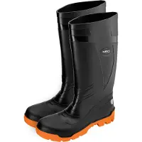 Neo Tools Gummistiefel Sicherheitsstiefel schwarz und orange - lange Gummistiefel - Größe 40-47 (43)