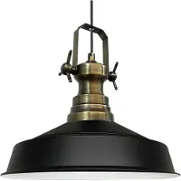 Bamyum Pendelleuchte Hängelampe Industrial Schwarz Metall, Ø40cm, E27, Vintage Lampe