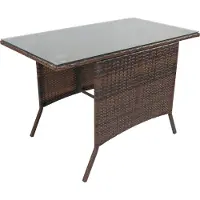 VCM Gartentisch | Tisch aus Rattan mit Glasplatte | Maße ca. H. 74 x B. 114 x T. 64 cm | Gartentisch | Gartenmöbel – Raloso 114x64