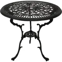 Degamo Bistrotisch Gartentisch Tisch Jugendstil 70cm rund, Aluguss grau antik, wetterfest