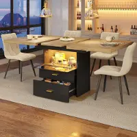 STILVORA Esstisch mit LED-Beleuchtung, Ausziehbarer Esszimmertisch für 6 Personen, Tischbeine mit Stauraum, für Terrasse und Garten, Ausziehbares Tischplatten-Design