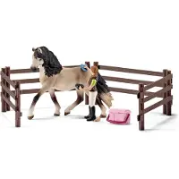 Schleich - Tierfiguren, Pferdepflegeset, Andalusier; 42270