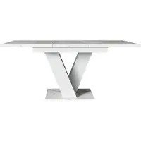 Mirjan 24 Esstisch Masiv, Design Tisch, Stilvoll Ausziehbar Esszimmertisch, Esszimmer (Farbe: Marmor Bianco / Weiß)