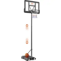 Vevor Basketballkorb Outdoor Basketballständer 122–305 cm Einstellbare Höhe, Basketballanlage Schwarz Wetterbeständig Rostbeständig, Basketballkorb Standfuß mit Wasser oder Sand Mobil