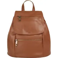 Samantha Look Cityrucksack , Damen, Gr. B/H/T: 24cm x 27cm x 11cm, onesize, braun (cognac), Leder, Rindsleder, beschichtet, leicht glänzend, Rucksäcke Cityrucksack, echt Leder, Made in Italy
