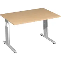 Geramöbel Schreibtisch höhenverstellbar, 1200x800x680-820, Buche/Silber, S-617102-BS