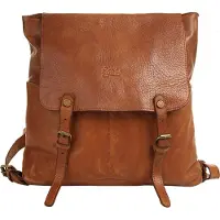 X-Zone Cityrucksack , Damen, Gr. B/H/T: 35cm x 31cm x 15cm, onesize, braun (cognac), Leder, Rindsleder, Retro, Rucksäcke Cityrucksack, echt Leder