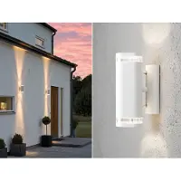 Konstsmide 2er-Set Aluminium Up-Down Wandleuchte weiß GU10 H. 23,5cm Fassadenbeleuchtung