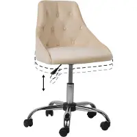 Beliani Arbeitshocker Beige aus Samtstoff Bürostuhl mit Rollen Elegant Klassisch