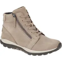 Gabor Schnürboots ROLLINGSOFT, Damen, Gr. 44, beige, Nubukleder, unifarben, Schuhe Schnürboots, Herbstboots, Stiefelette mit weicher Schaftrandpolsterung