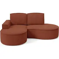 Bettso FLOW Ecksofa mit abgerundeten Seiten mit Kissen rot in Curio Stoff Links