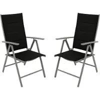 Degamo Gartensessel ALMERIA Alu silbergrau + Kunstgewebe schwarz 2 St. klappbar