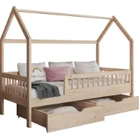 Mirjan 24 Kinderbett Gaja 90, Kinderzimmer Bett mit zwei Bettschubladen, Lattenrost, Holzkonstruktion (Farbe: Nuche, Größe: 90x200 cm)