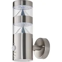 LINDBY LED-Außenwandleuchte Lanea, 22 cm, Edelstahl, Sensor