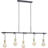 JUST LIGHT Pendellampe TAMARA 5-flammig Leuchte in schwarz matt mit goldenen Fassungen messing matt Wohnbereich, z.B. Wohnzimmer, Esszimmer, Schlafzimmer