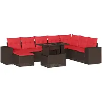 Syfax 9-teiliges Gartensofa-Set mit Kissen, braun, Polyrattan