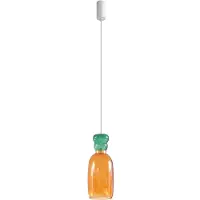LUCANDE LED-Hängelampe Fay, orange/dunkelgrün, Glas, Ø 15 cm