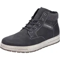 Rieker Winterboots , Herren, Gr. 41, Warmfutter, schwarz (schwarz, grau), Lederimitat, Textil, Schuhe Winterboots, mit Warmfutter