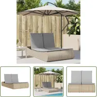 The Living Store Doppel-Sonnenliege mit Auflagen Beige Poly Rattan