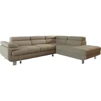 Mirjan 24 Ecksofa Lotos, Couch mit Schlaffunktion und Bettkasten, Wohnzimmer, Einstellbare Kopfstützen und Armlehnen (Farbe: Barrel 19, Seite: Rechts 2R-OT)