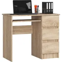 Akord Schreibtisch A6 rechts Sonoma-Eiche und 1 Ablagen B90 x H77 x T50 cm