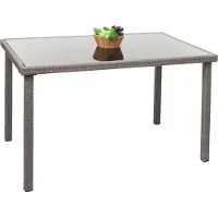 Mendler Poly-Rattan Tisch HWC-G19, Gartentisch Balkontisch, 120x75cm - grau