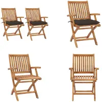 vidaXL Gartenstühle 2 Stk. mit Taupe Kissen Massivholz Teak - Gartenstuhl - Gartenstühle - Holz-Gartenstuhl - Holz-Gartenstühle
